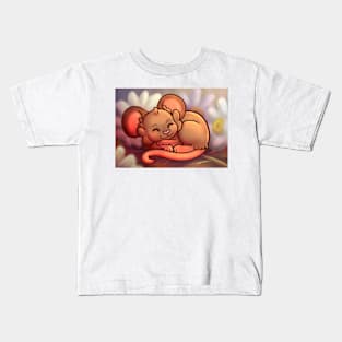 Mouse napping with daisies Kids T-Shirt